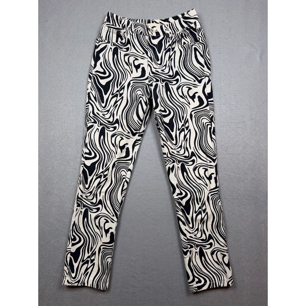 Paloma Wool Swirl Kelly Zebra Pants Black Cream Straight Leg‎ Cotton EU38/US6